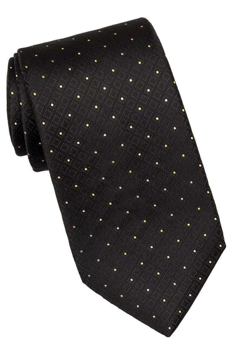 Elizabetta Martini - Extra Long Silk Jacquard Tie for Men, Main, color, Black & Gold