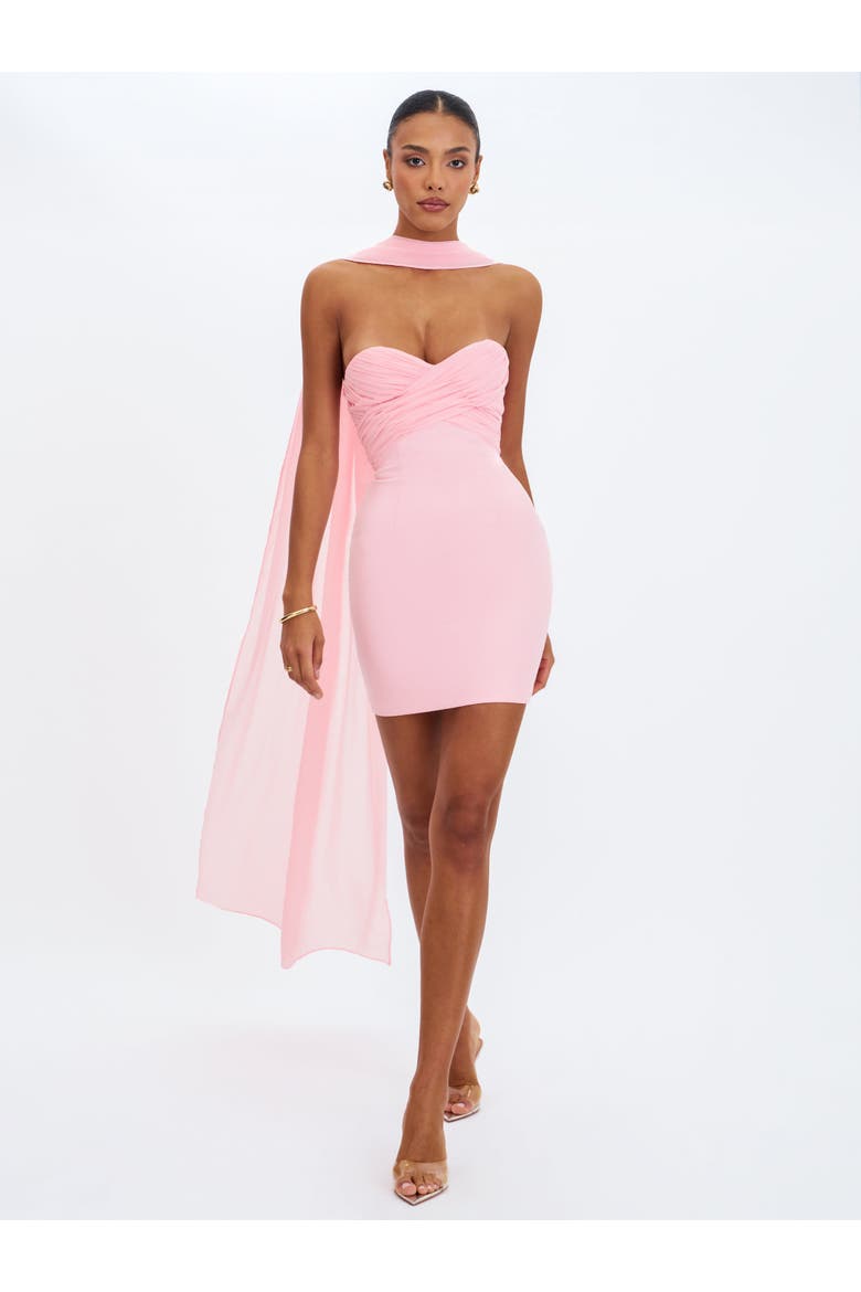 Olivia Strapless Crossover Mini Dress, Alternate, color, Pink