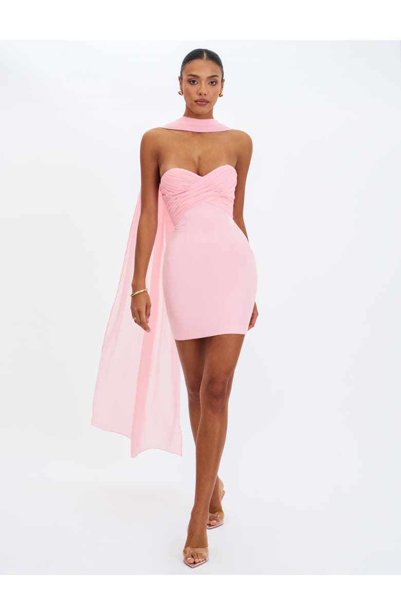 Miss Circle Olivia Strapless Crossover Mini Dress, Alternate, color, Pink