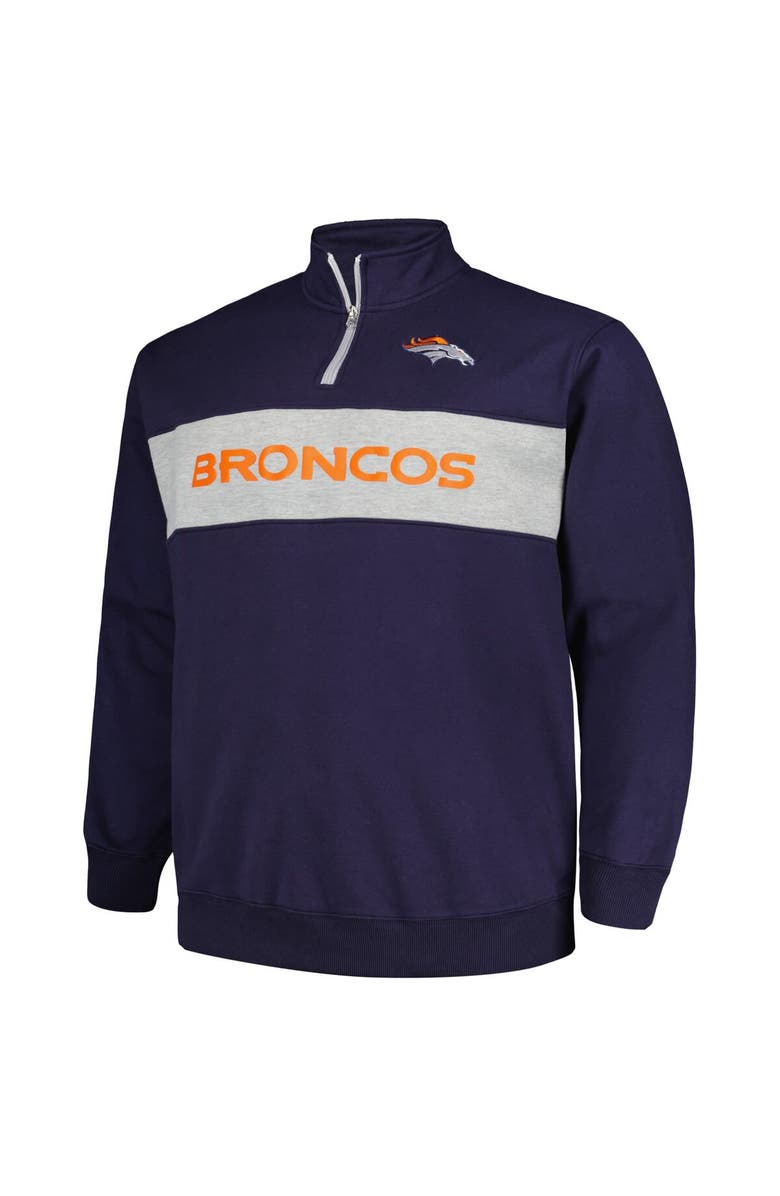 PROFILE Men's Profile Navy Denver Broncos Big & Tall Fleece Quarter-Zip Jacket, Alternate, color,