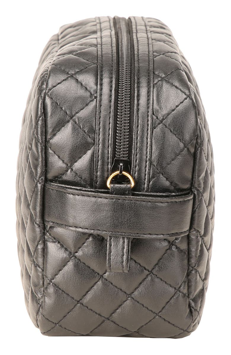 steph&co . 'Viveca' Quilted Black Cosmetics Case, Alternate, color,