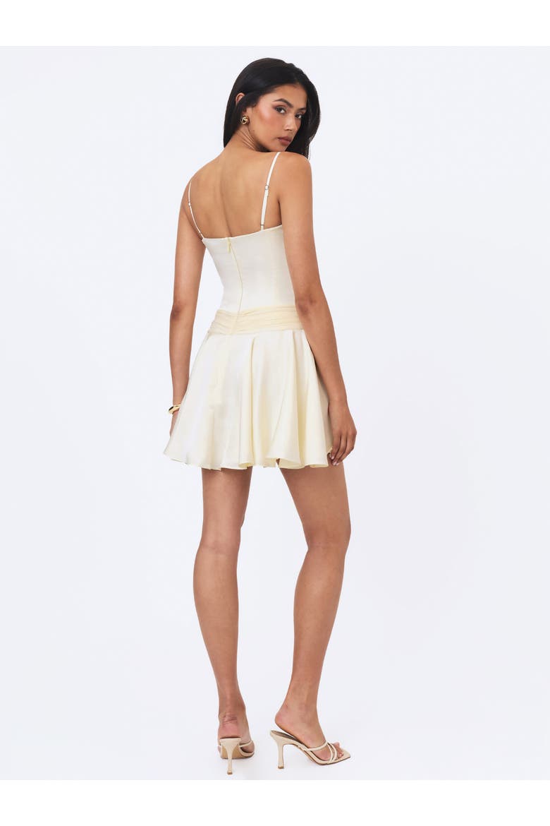 Yvonne Satin Asymmetrical Ruched Mini Dress, Alternate, color, Ivory
