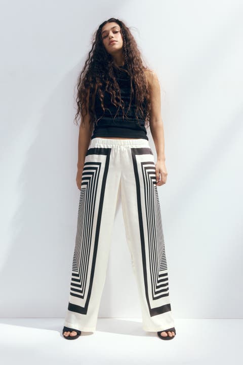 Wide-leg satin pants