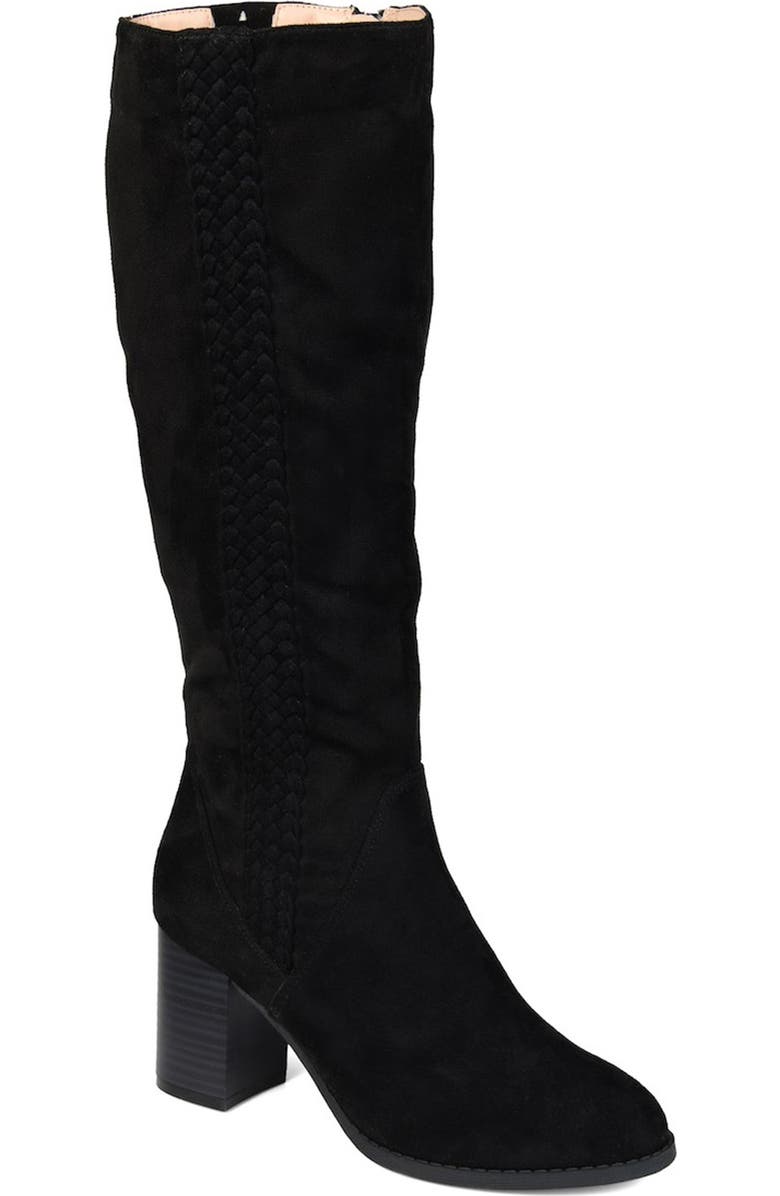 Journee Collection Gentri Braid Trim Boot - Wide Calf, Main, color,