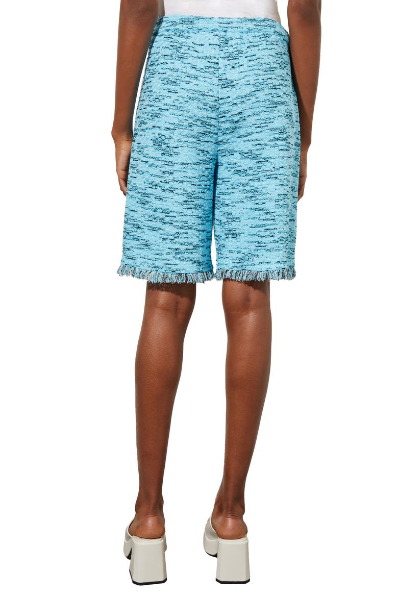 Fringe Trim Tweed Pull-On Bermuda Shorts, Alternate, color, DW BL/ HZ/ BWH