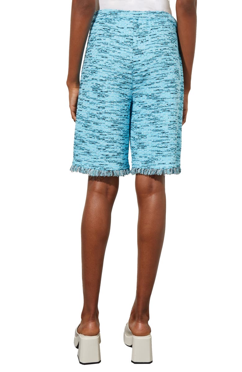 Ming Wang Fringe Trim Tweed Pull-On Bermuda Shorts, Alternate, color, Dw Bl/ Hz/ Bwh