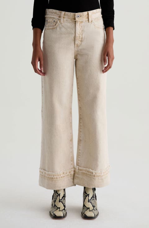 Saige Ankle Wide Leg Jeans (Sulfur Melange Camel)