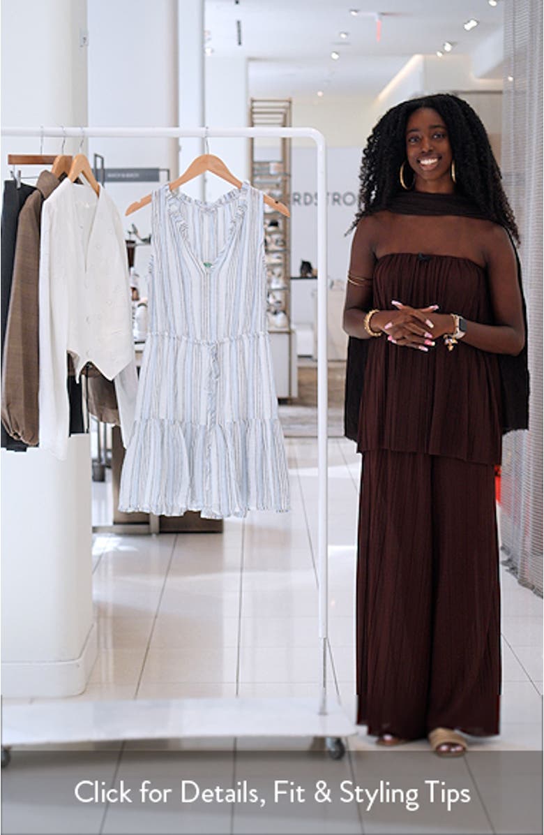 Albany Stripe Tiered Linen Blend Minidress, sales video thumbnail