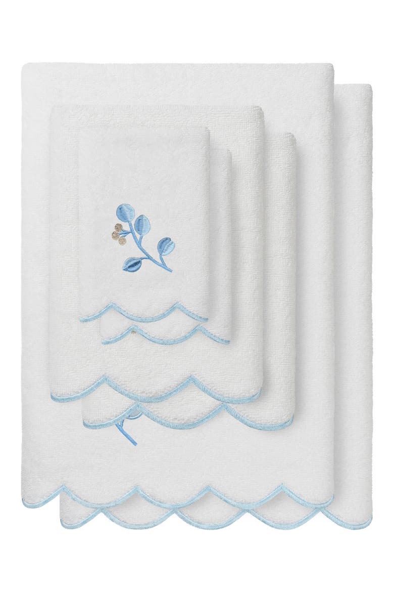 Wild Branch Scallop 6-Piece Assorted Towels Set, Main, color, WHITE/ BLUE