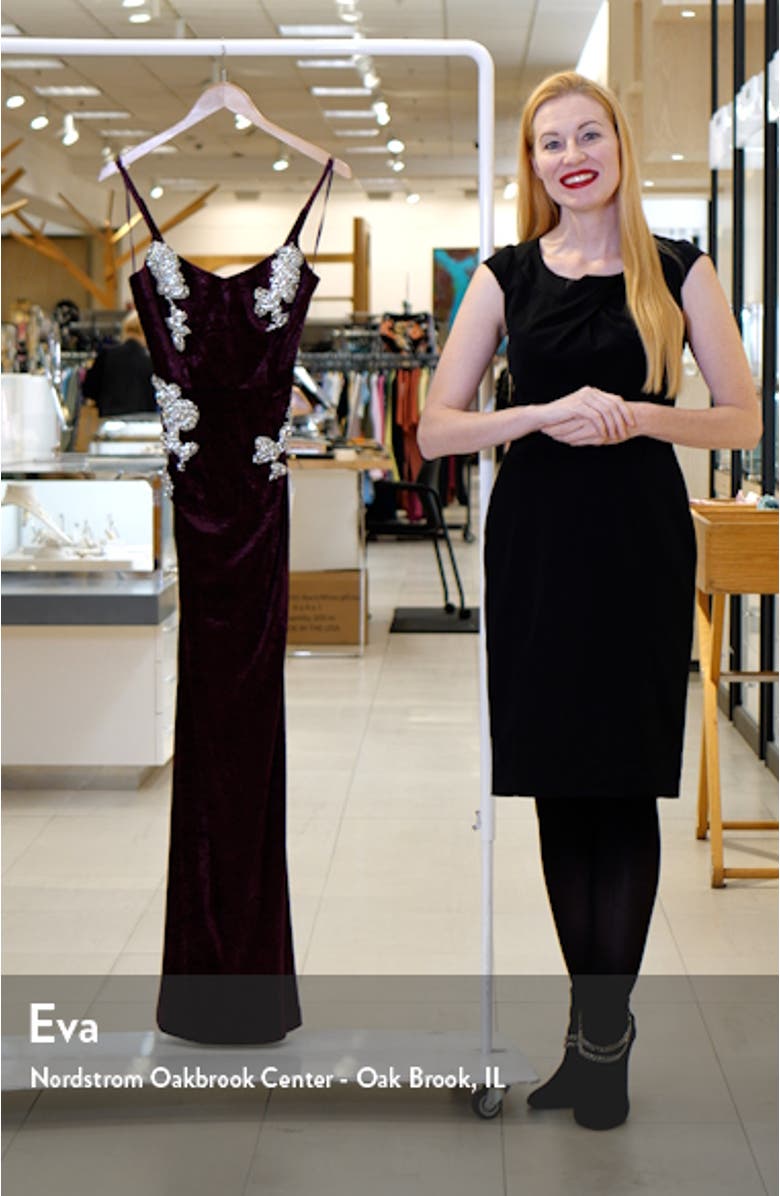 Giovanna Crystal Detail Velvet Mermaid Gown, sales video thumbnail