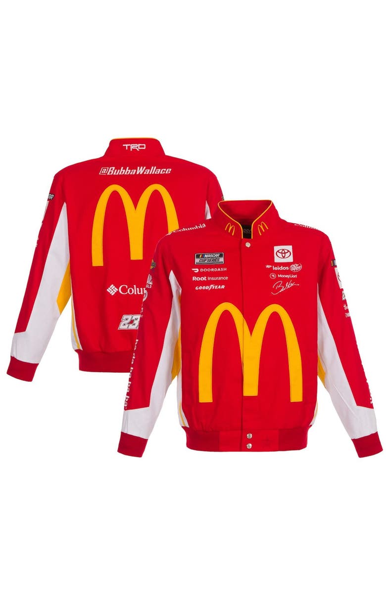 JH DESIGN Men's JH Design Red Bubba Wallace McDonald's Twill Driver Uniform Full-Snap Jacket, Main, color, 