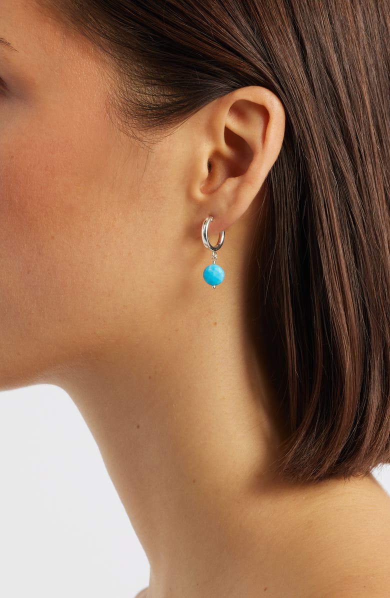 Nashelle Lucia Quartz Huggie Earrings, Alternate, color, Sterling Silver/ Blue Quartz