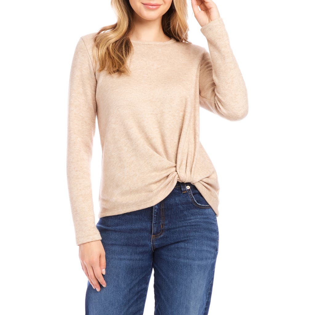 Karen Kane Knot Hem Knit Top In Brown