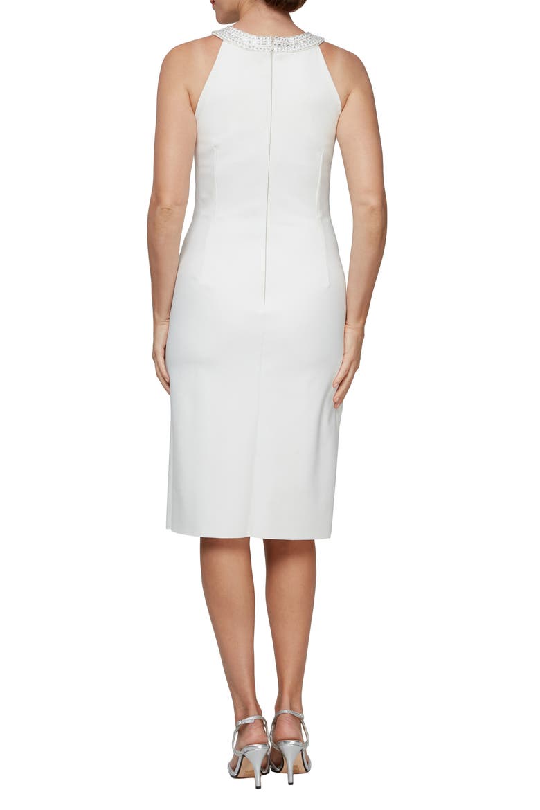 Contour Collection Halter Embellished Cocktail Dress, Alternate, color, IVORY