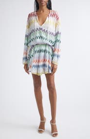 Missoni Metallic Long Sleeve Zigzag Lace Minidress
