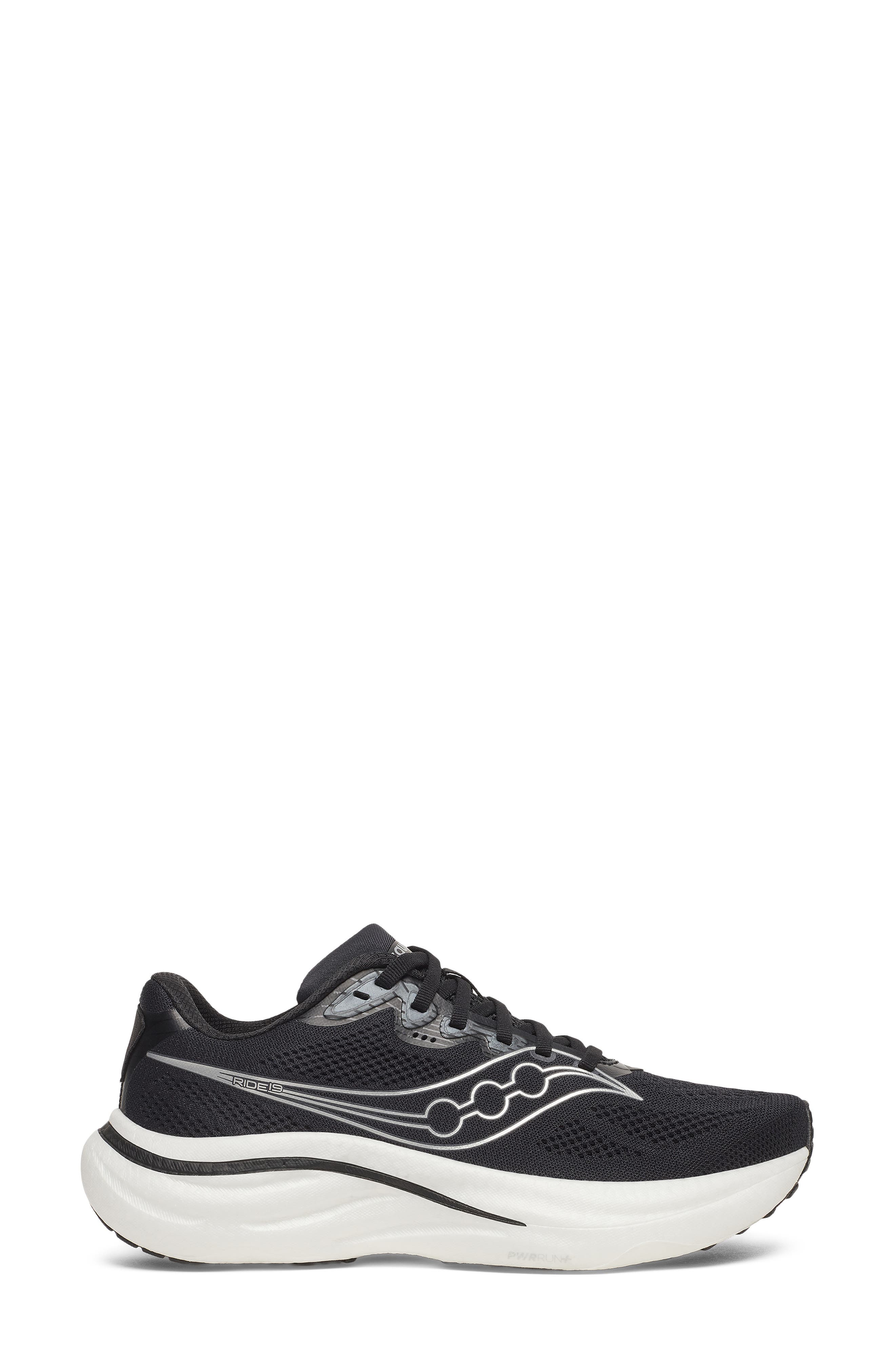 Saucony Ride 19 Sneaker, Main, color, Black/ Silver