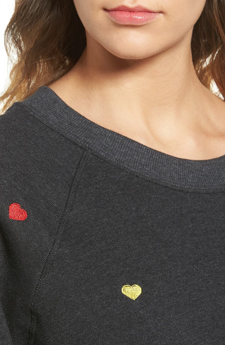 Wildfox Sommers Sweater - Heart Embroidered Pullover, Alternate, color,
