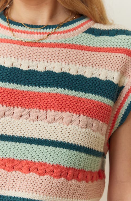 MARINE LAYER MARINE LAYER RORY STRIPE OPEN KNIT SWEATER VEST 