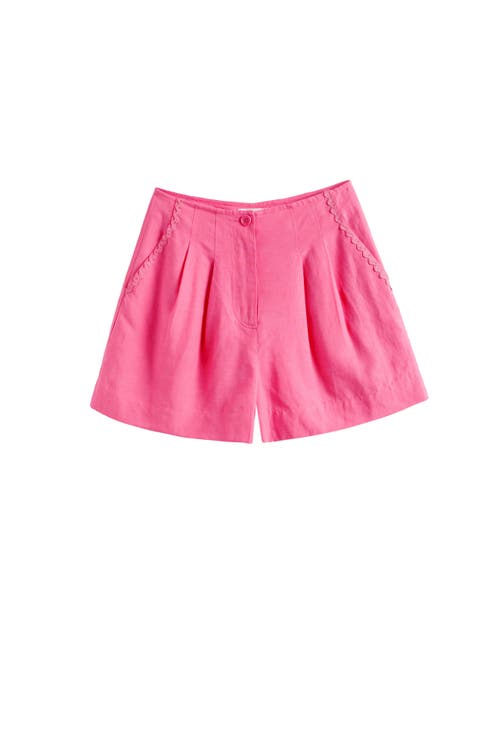 Chinti & Parker Linen Blend Wide Leg Shorts In Camellia Rose
