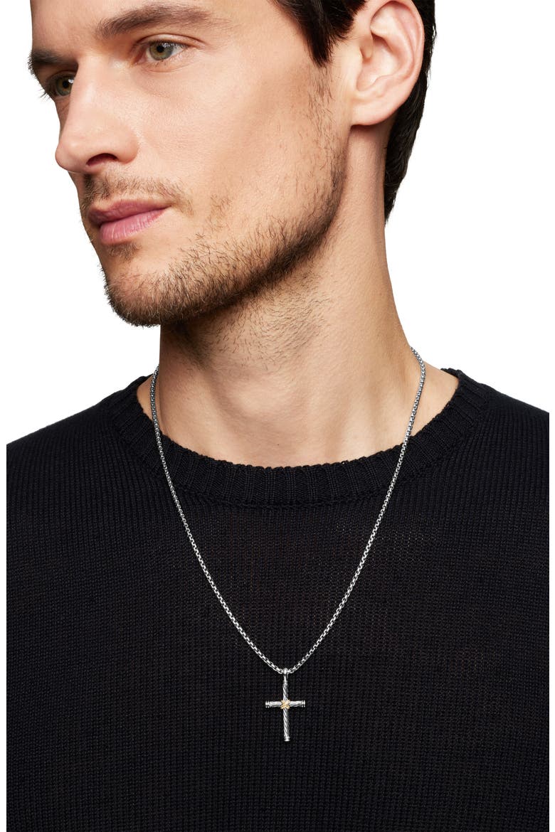Cable Cross Enhancer with 18K Gold, Alternate, color, SILVER