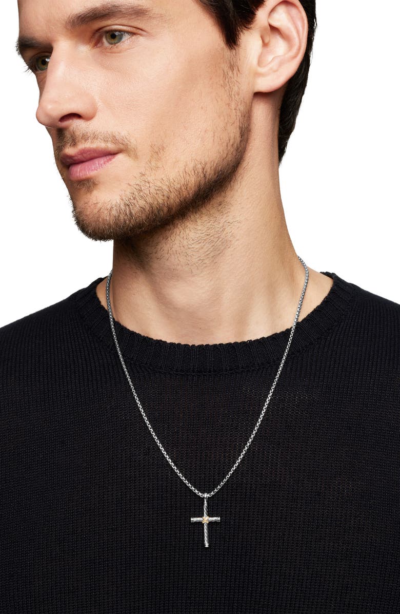 David Yurman Cable Cross Enhancer with 18K Gold, Alternate, color, Silver