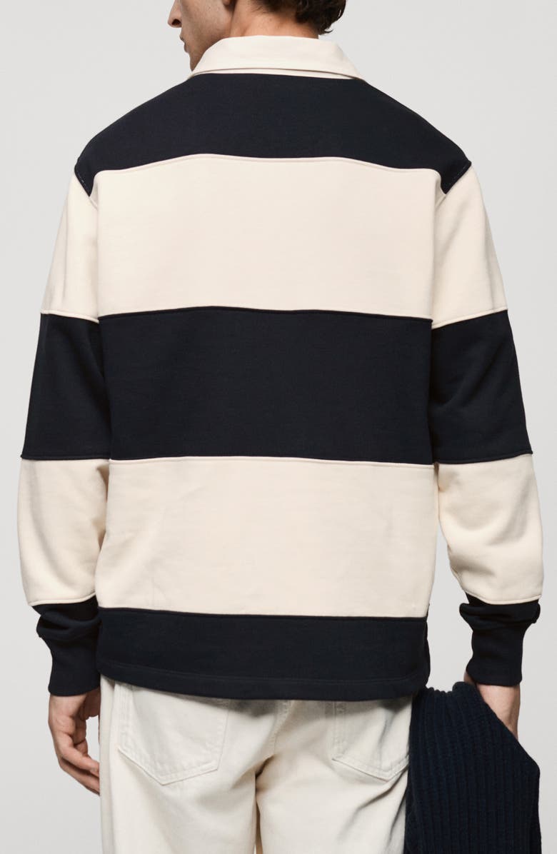 MANGO Stripe Cotton Polo Sweatshirt, Alternate, color, 