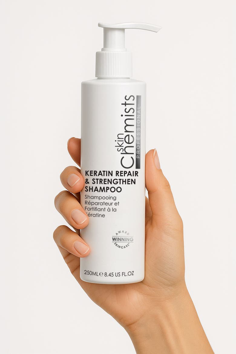 Keratin Repair & Strengthen Shampoo 250ml 50ml for Damaged Hair, Alternate, color, White