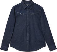 John Varvatos Studded Western Denim Snap-Up Shirt