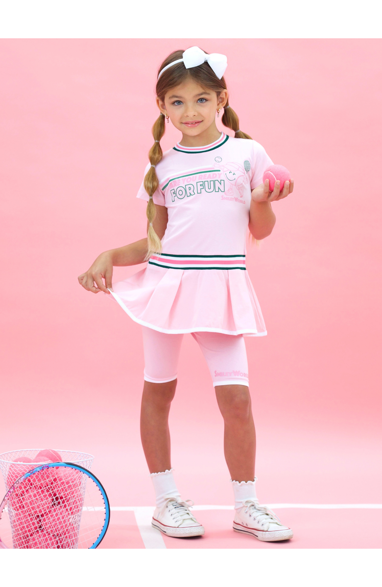 Mia Belle Girls Varsity Spirit Dress and Biker Short Set, Alternate, color, Pink