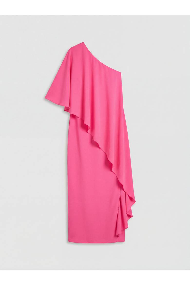 Chiffon Cape Crepe Pencil Dress, Alternate, color, Magenta