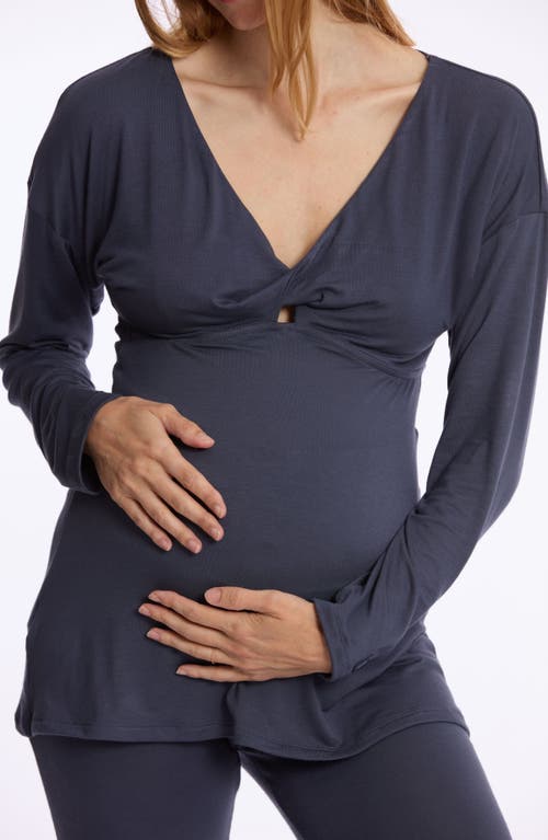 Cache Coeur Louna Maternity And Nursing Long Sleeve T-shirt In Blue