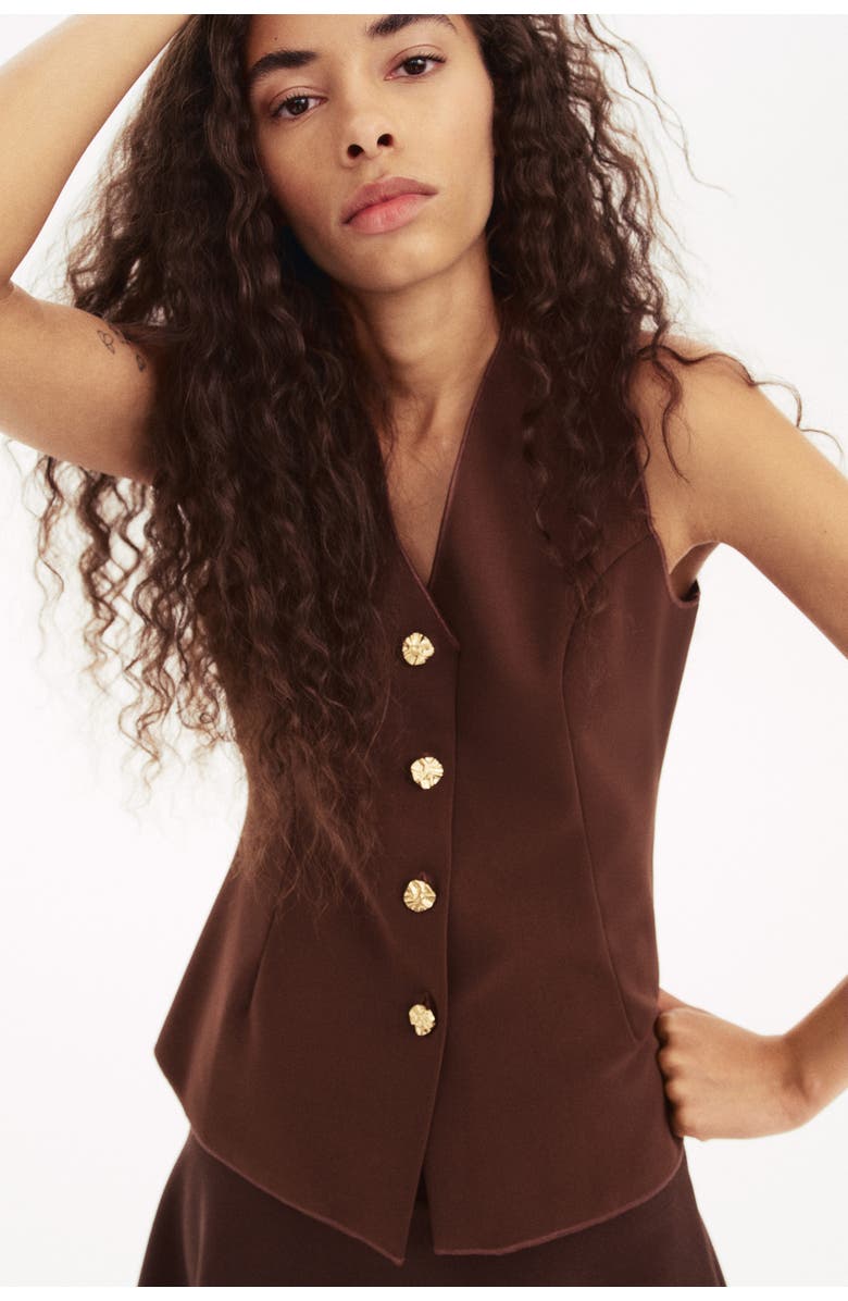 H&M Tailored Jersey Waistcoat, Alternate, color, Dark Brown