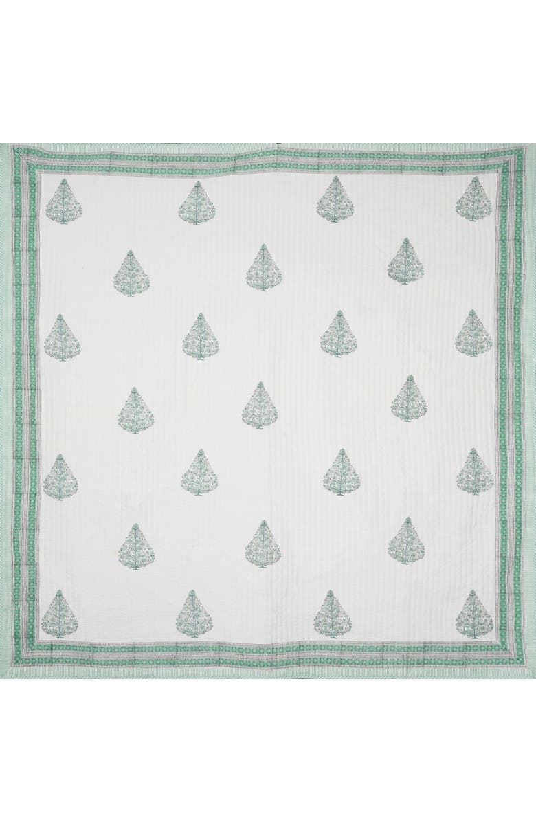 Mela Artisans Fine Cotton Quilted and Reversible Double Bed Cover, Main, color, Teal