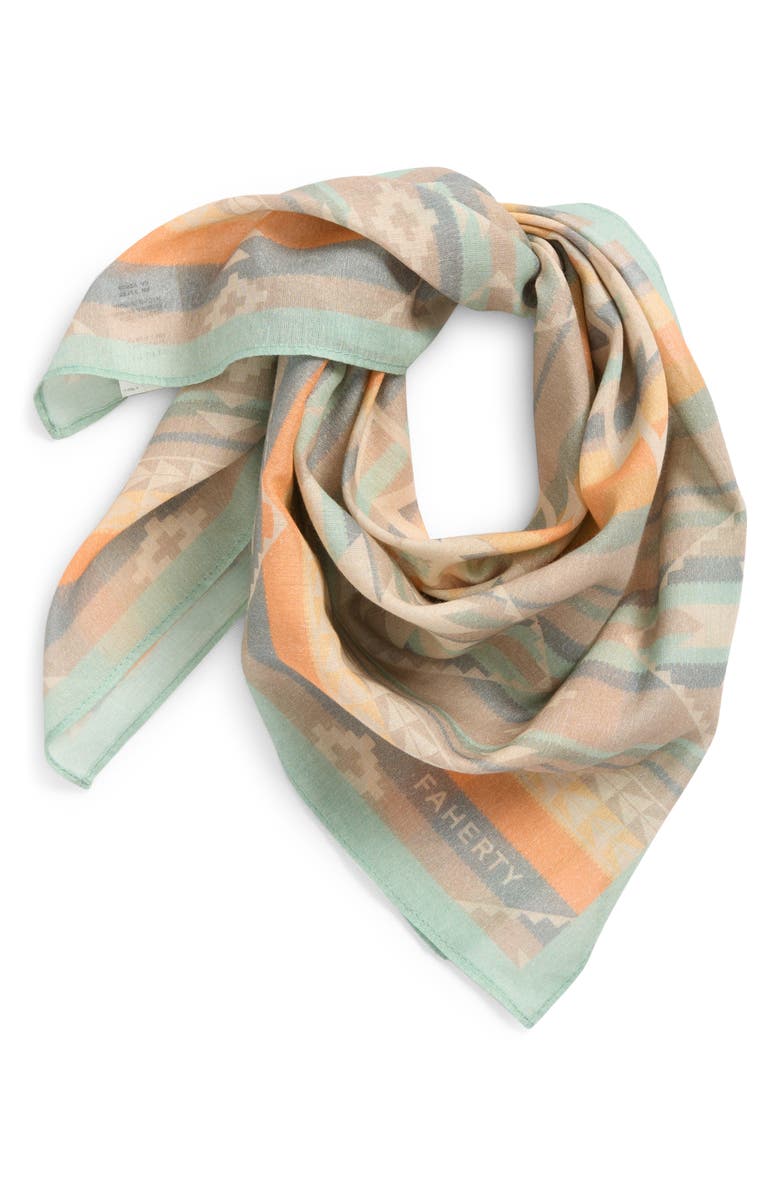 Faherty Dusk Star Organic Cotton Bandana, Main, color, Dusk