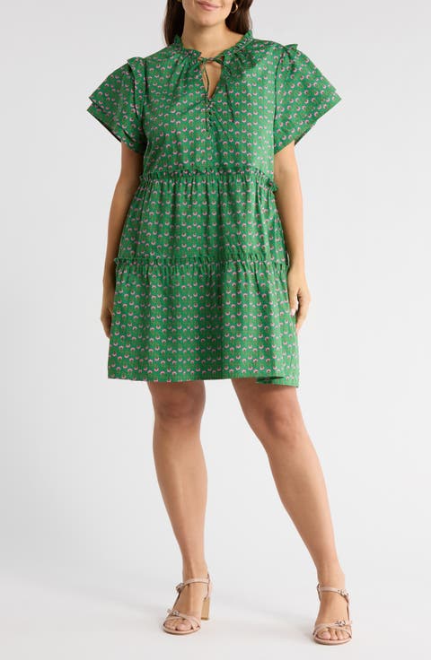 Isha Floral Print Tiered Minidress (Plus)