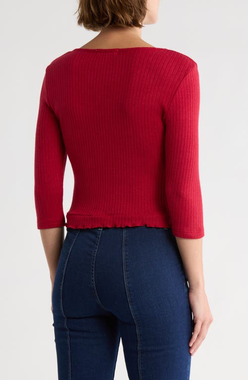 Vigoss Rosette Scoop Neck Knit Top In Red
