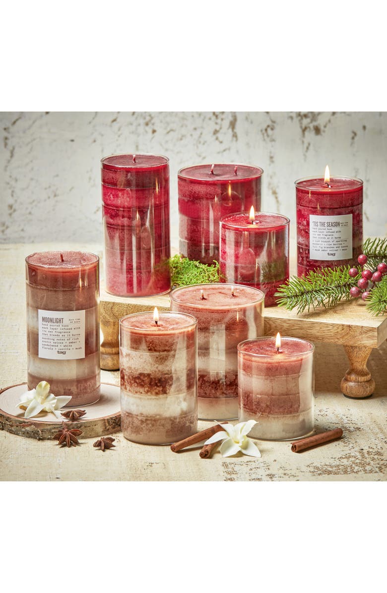 tag Moonlight Themed Scented Paraffin Wax Pillar Candle Medium Brown, Alternate, color, White