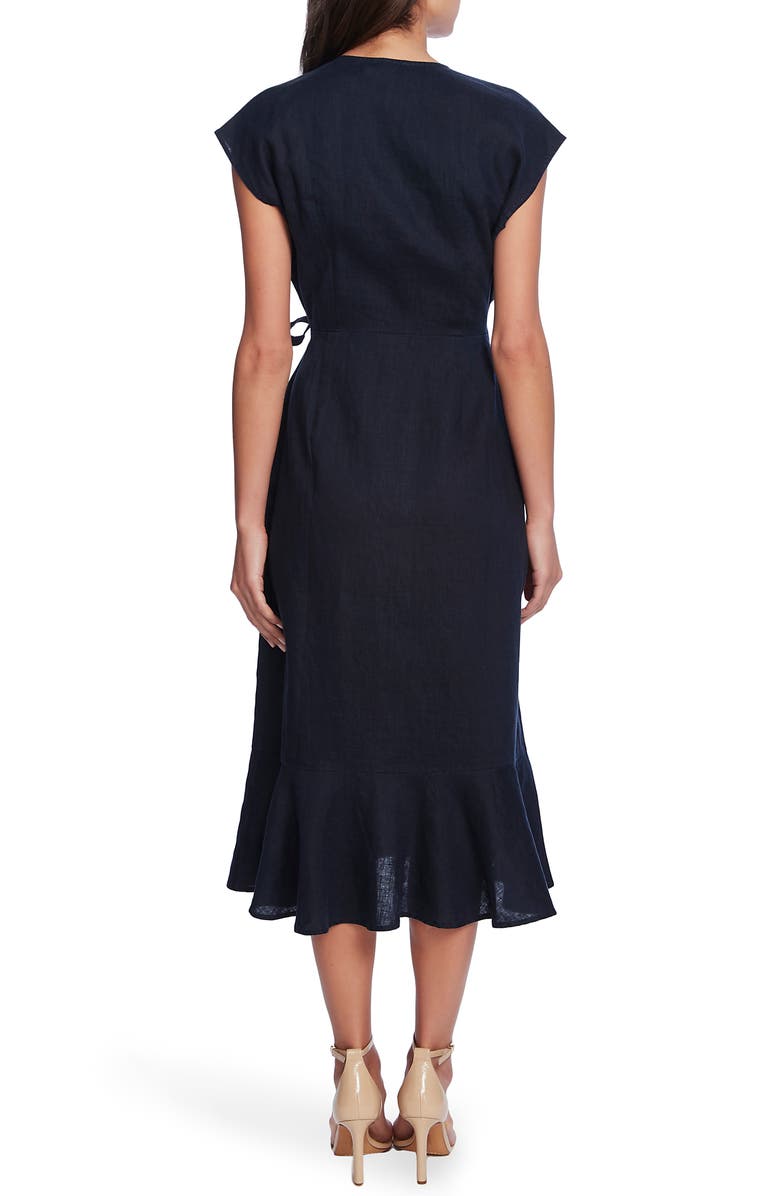 Vince Camuto Faux Wrap Ruffle Midi Dress, Alternate, color, 