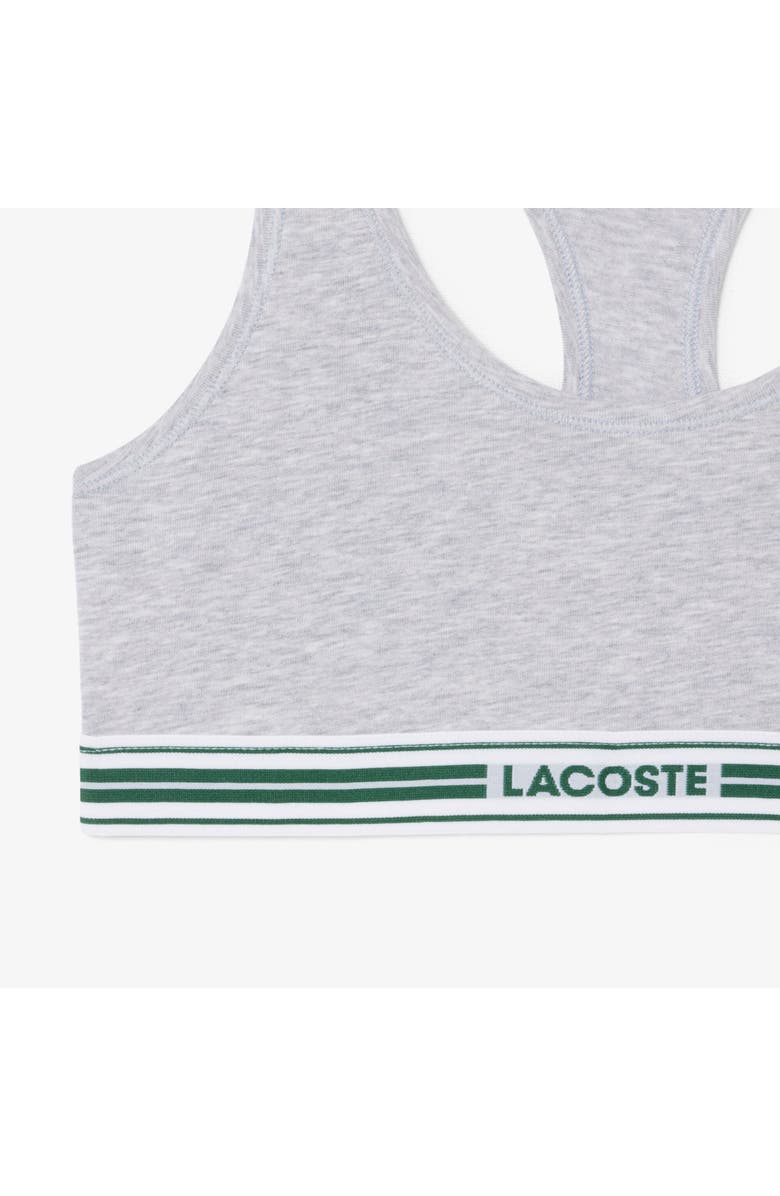 Lacoste Racerback Padded Stretch Cotton Bralette, Alternate, color, Silver Chine