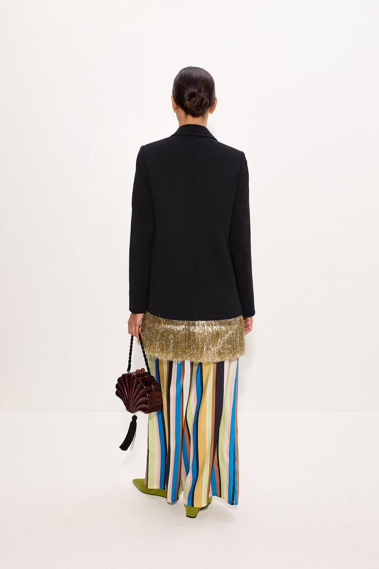 Odette Crepe Fringe Blazer, Alternate, color, Black