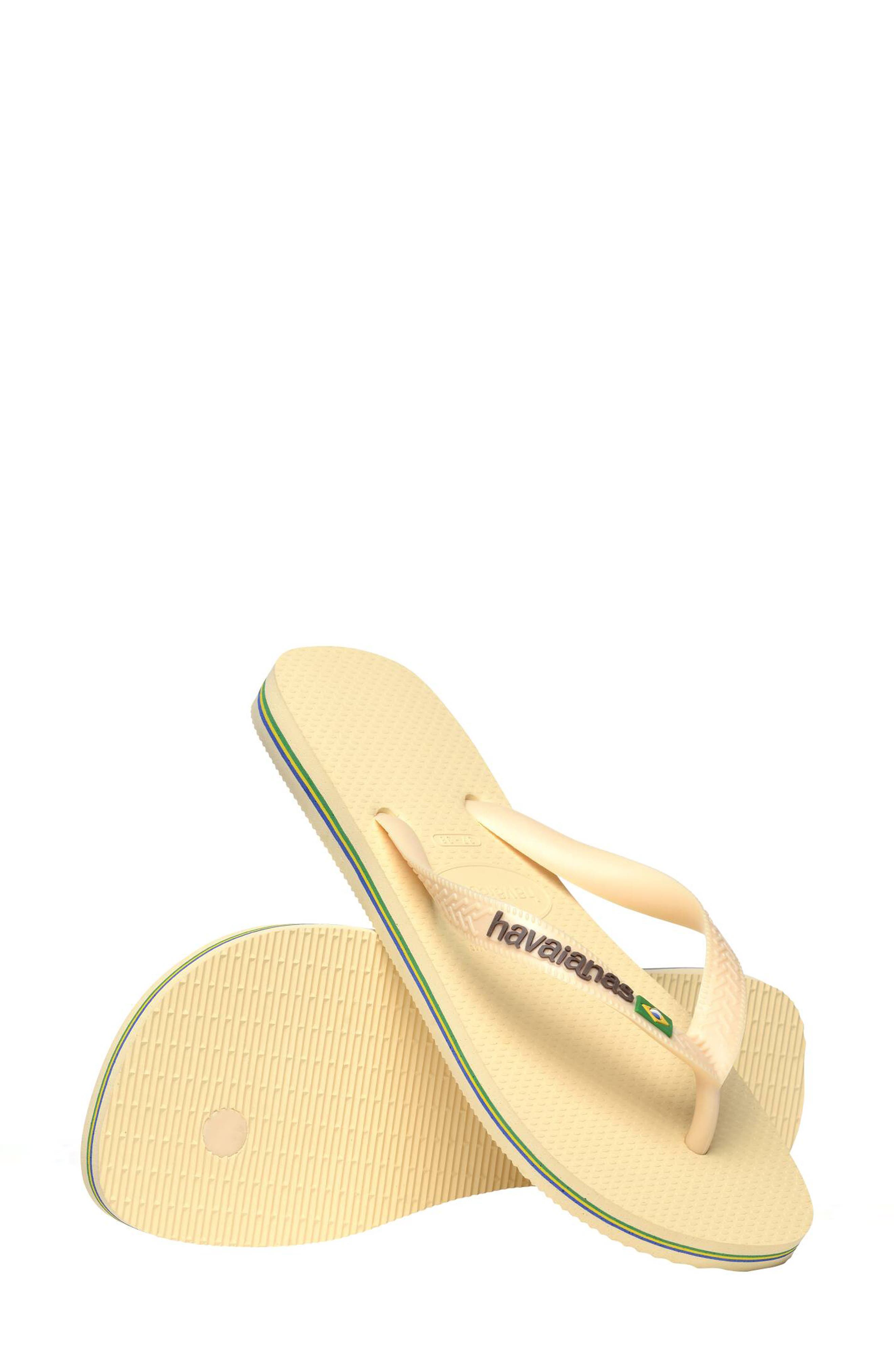 Brazil Logo Flip Flop, Alternate, color, BUTTERCREAM