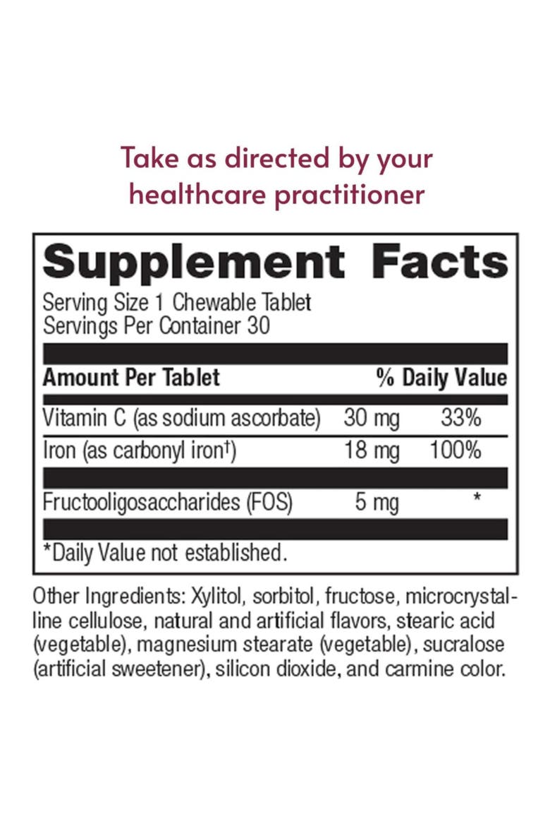 Iron 18 mg with Vitamin C Chewable Strawberry Supplement Tablets - 30 Count, Alternate, color, None