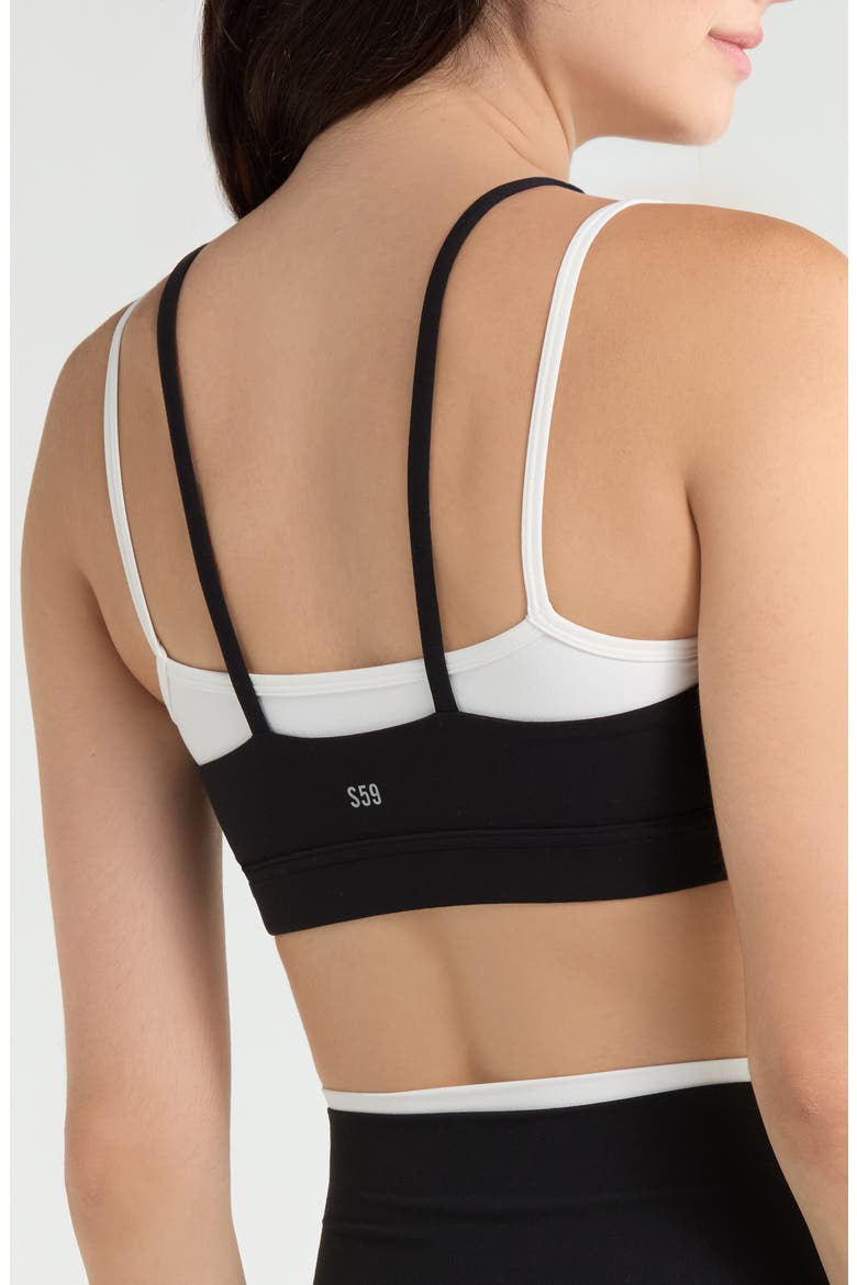 Elliah Airweight Double Layer Sports Bra, Alternate, color, BLACK/ WHITE