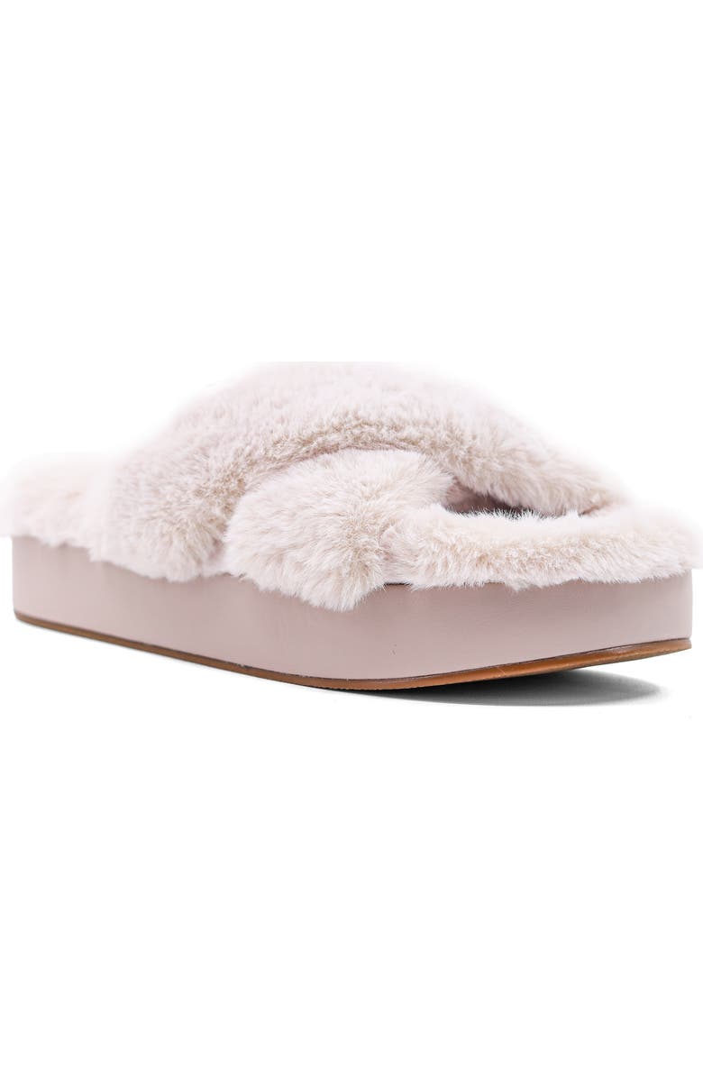SHUSHOP Juliet Faux Fur Slide Sandal, Main, color, Off White