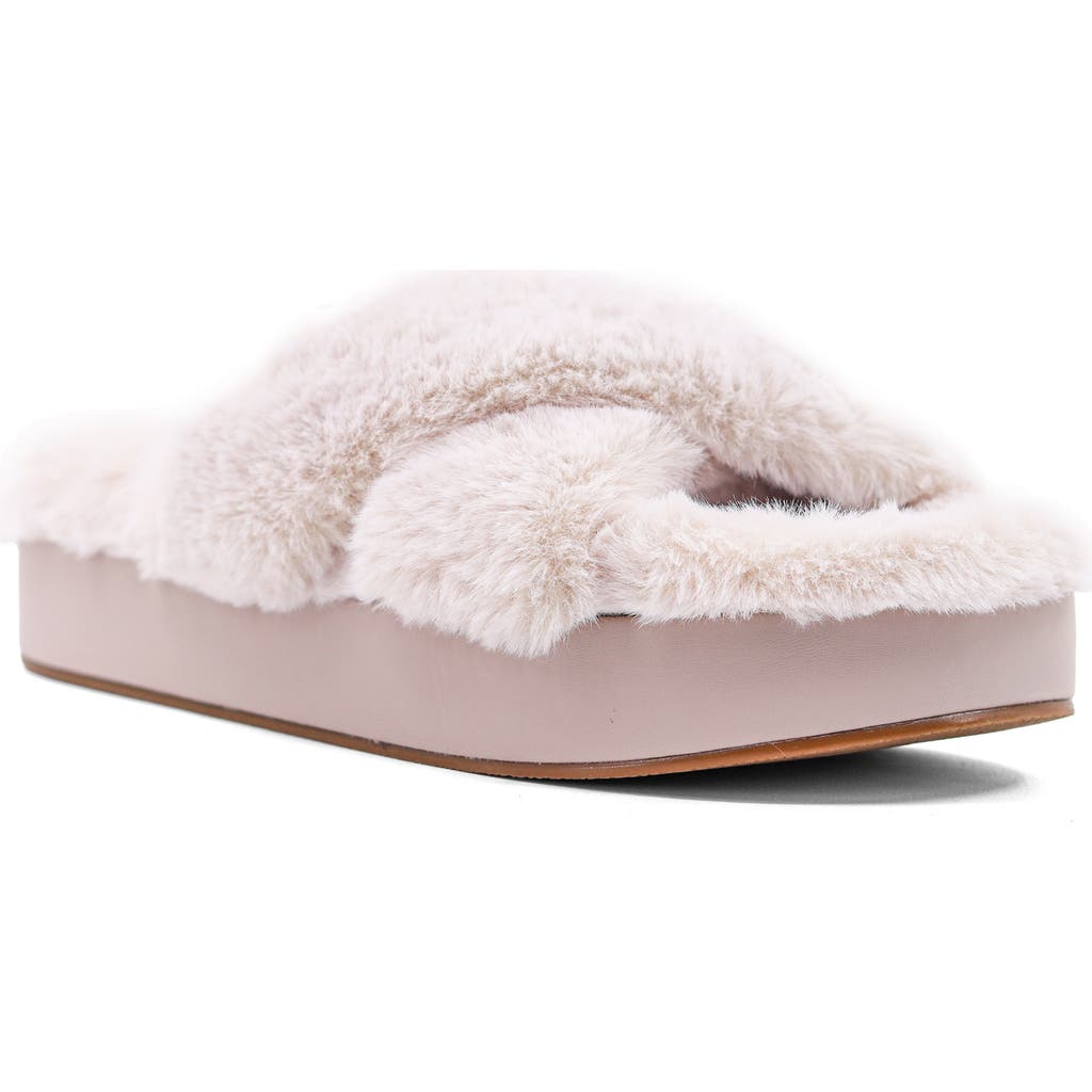 Shushop Juliet Faux Fur Slide Sandal In Neutral