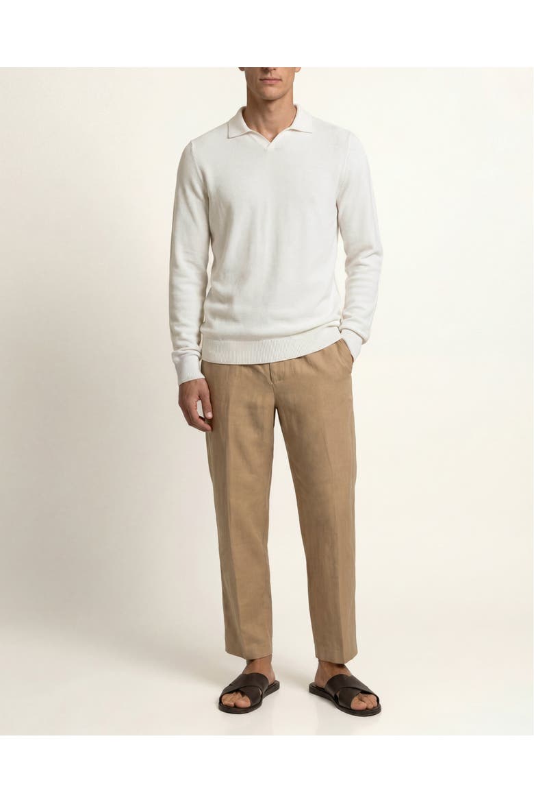 Bresson Cashmere Classic Fit Long Sleeve Polo Shirt, Main, color, WHITE SAND