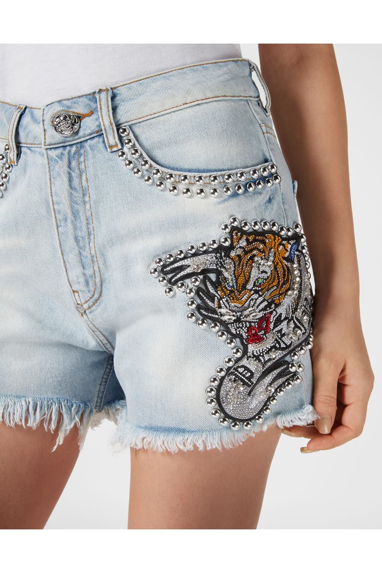 Denim Shorts Tattoo Women, Alternate, color, IceCube