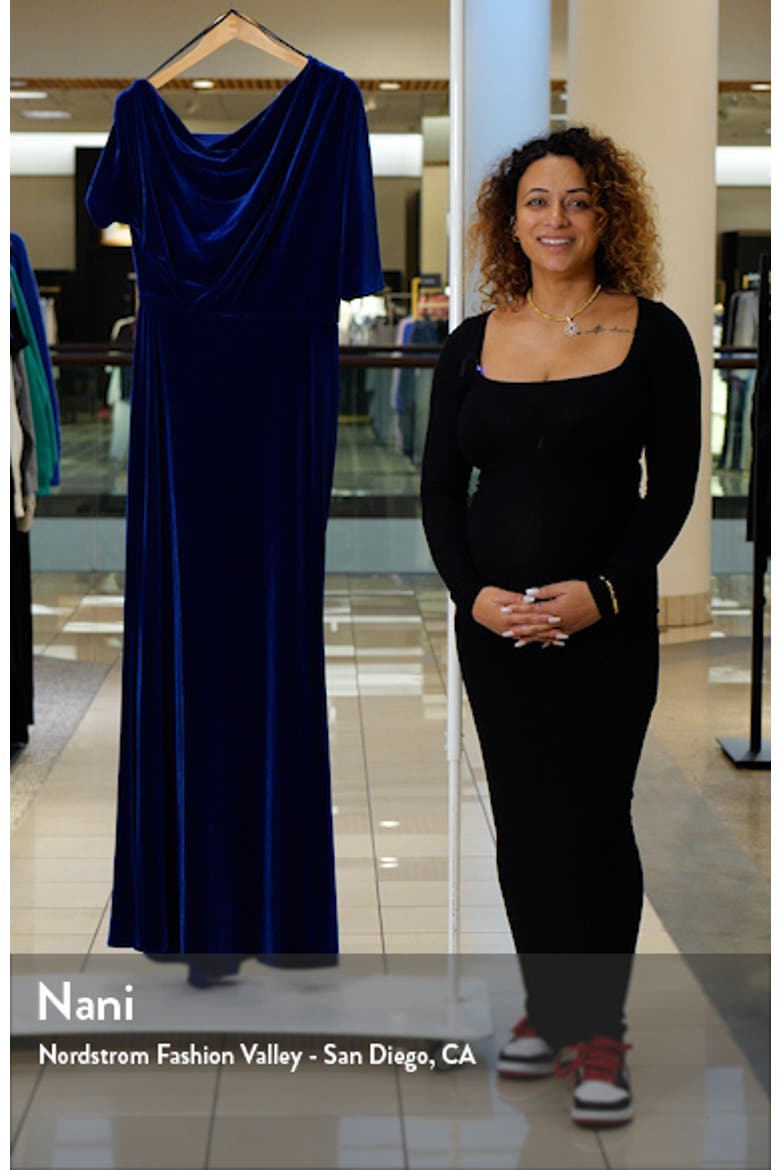 Drape One-Shoulder Velvet Gown video