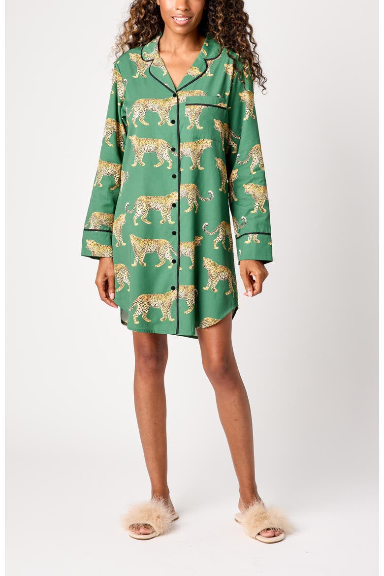 Cheetahs Sleep Shirt, Main, color, Dark Green