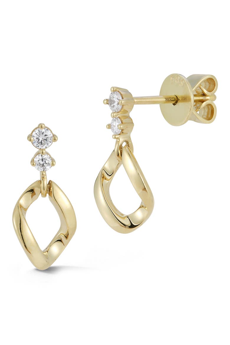 Cuban Chain Diamond Drop Earrings, Main, color, YELLOW GOLD